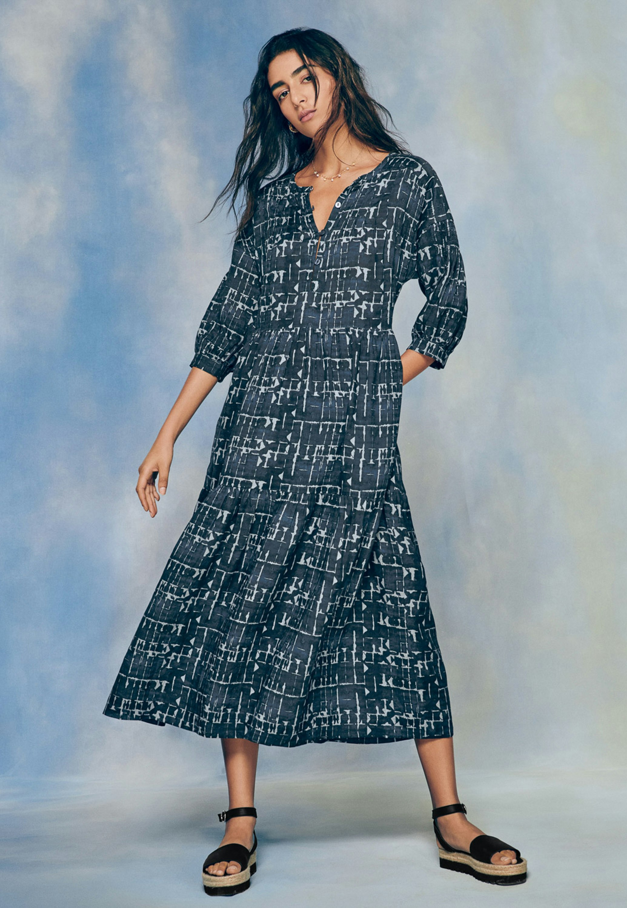 Wrap London - Tiered printed linen dress